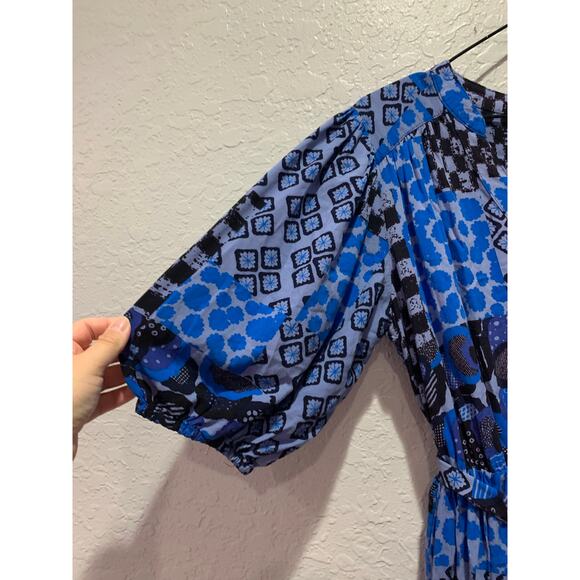 Anthropologie Porridge Blue Patchwork Mini Dress Size Medium - Picture 3 of 7